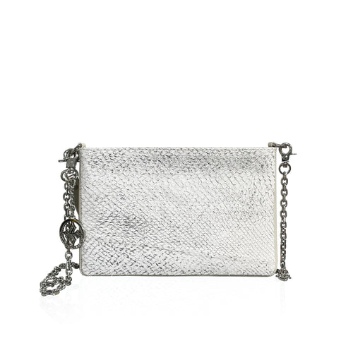 Samkvæmisveski hvítur lax / Elegant small purse, white salmon with silver